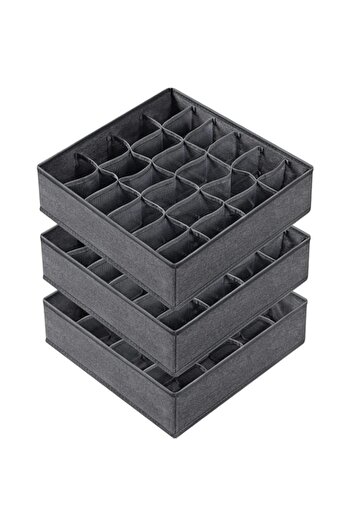 Generic Criusia 3 Pack Sock Underwear Drawer Organizer Dividers, 64 Cell Fabric Foldable Closet Organizers