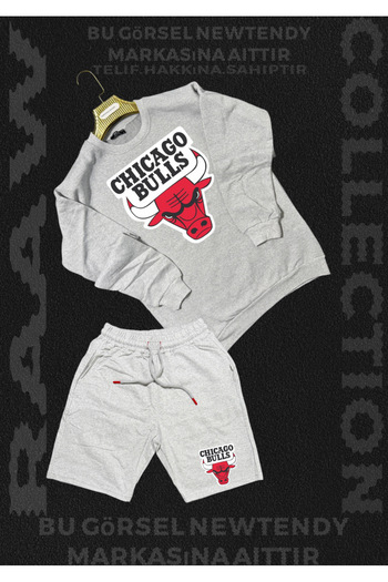 Minikelya Chigago Bulls Print Crew Neck Combed Cotton Shorts Cotton Bottom Top Fan Set