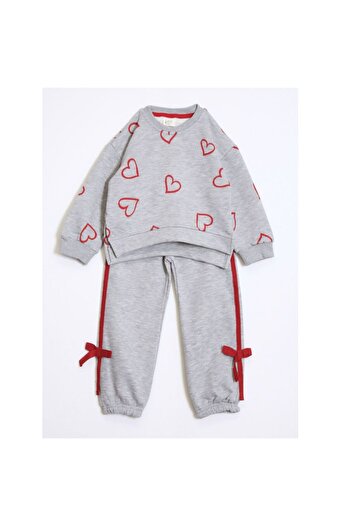 OZZY KİDS Girl's Heart Patterned Suit