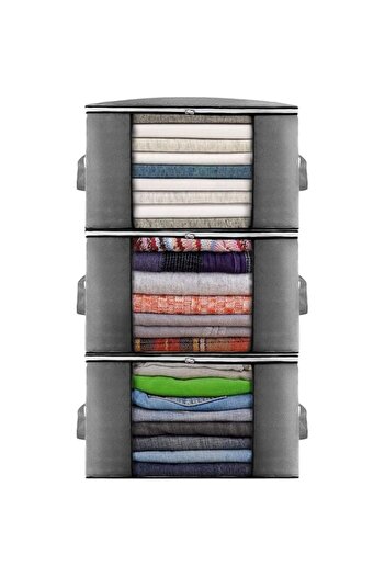 Generic SKY-TOUCH 3 Pack Large Capacity Storage Bags, 90L Foldable Clothing Storage Bags Organizer with Rei