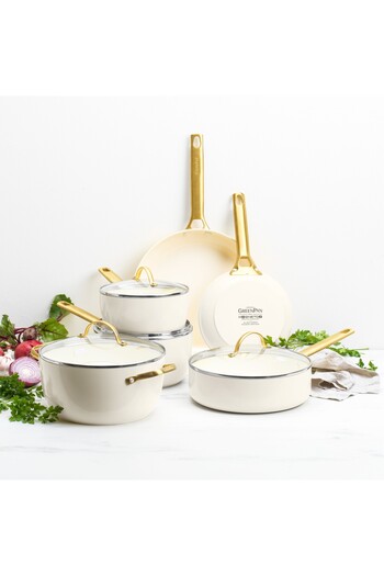 Greenpan Padova Cream 10 Piece Cookware Set – Diamond Reinforced Thermolon ™   Surface, Induction Compatible, 2