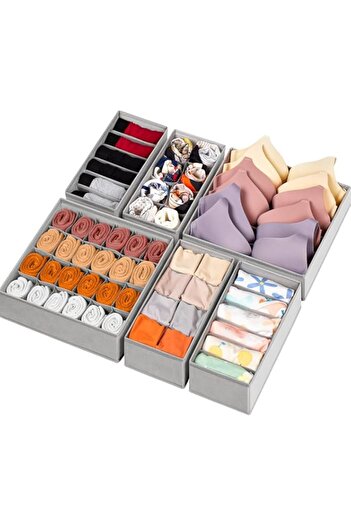 Generic CLOUDFOUR Wardrobe Organizer Storage Boxes 6pcs, 57 cell Large Capacity Drawer Organizer, Closet St