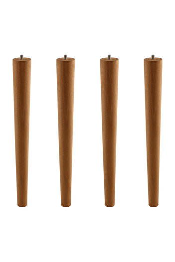 Badem10 45 cm 4-Piece (with Connection Apparatus) Brown Painted Natural Wooden Cylinder Coffee Table Table Leg Feet