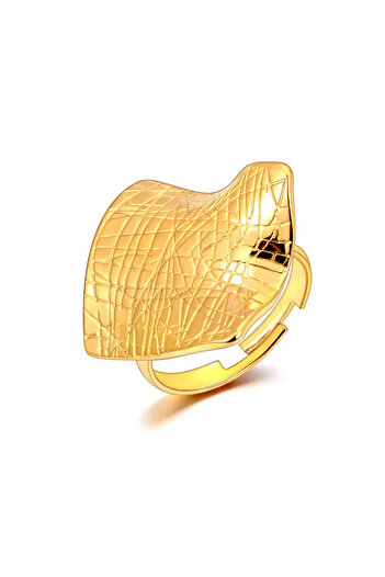Eva Grace Ariah ring, gold, with abstract pattern, made of 18K gold-plated stainless steel, adjustable - P Collection