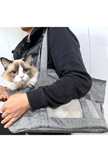 divendi-ro Pet carrier bag, marsupium type, size 50x22x29cm, gray