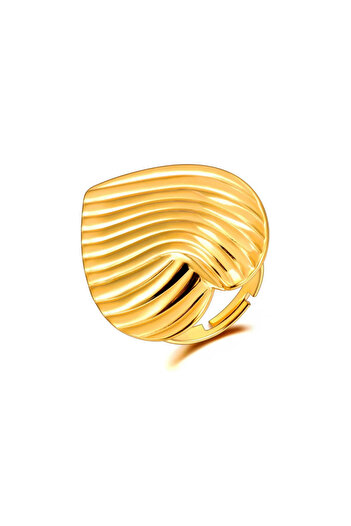 Eva Grace Anaya ring, gold, 18K gold-plated stainless steel, heart-shaped, adjustable - Collections