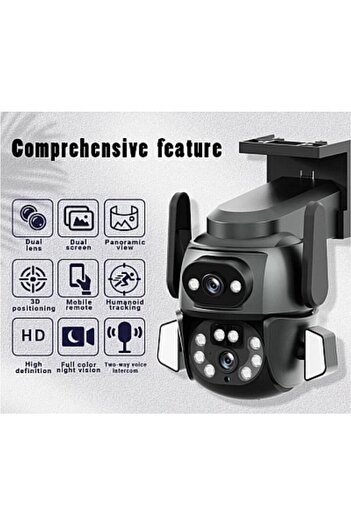 divendi-ro Cameră de supraveghere CCTV duală, Andowl Q-S800, IP, Wi-Fi, PTZ 3mp+3mp, aplicație Tuya, negru-gri