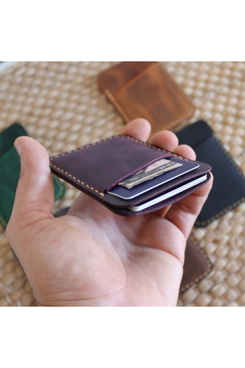 Derici Amca One Shot Genuine Leather Minimal Vertical Card Holder