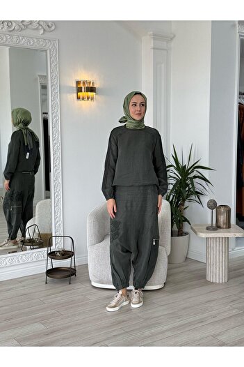 MissWhence Şalvarlı Tunik Takım Haki 37002