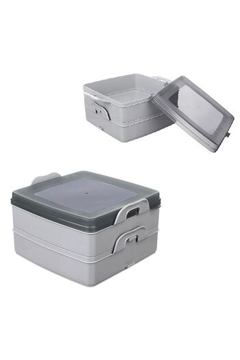 Evvano 2-Layer Storage Container with Lid - Nutrition Container - Lunch Box Diet Container
