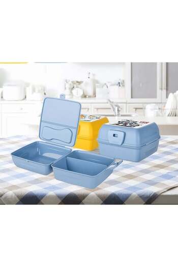 Evvano Luna 3 Compartment Food Bowl with Cutlery - Diet Bowl - With Fork and Spoon