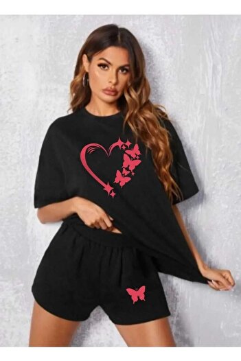 Gutsy Women / Girl Shorts T-Shirt Heart Butterfly Printed