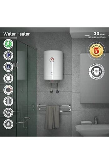 fitto Electric Water Heater - 30 Liters Vertical 1200W, 220-240V