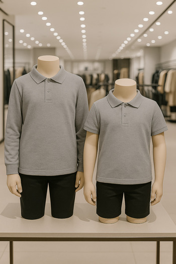 Loule Children's Clothing 100% Cotton Long Sleeve & Short Sleeve 2 Pcs Polo Neck T-Shirt Ol.01.Iv1.003