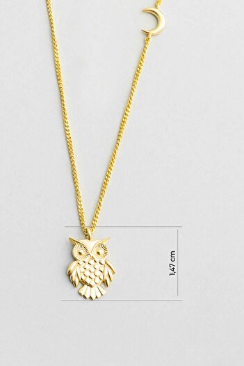 So CHIC... Little Owl 18 Ayar Sarı Altın Kaplama 45 Cm Gümüş Kolye