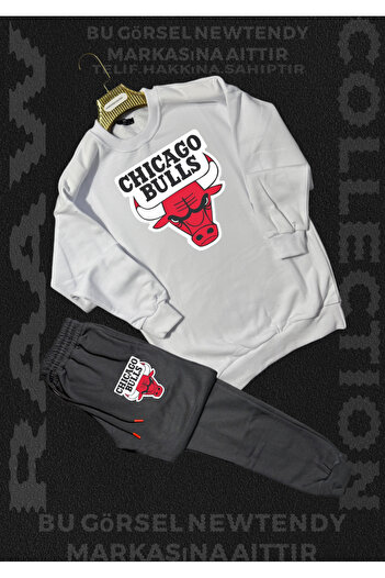 Minikelya Chigago Bulls Crewneck - Shorts Fan Cotton 2 Yarn Set