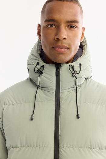 Avva Men's Nile Green Hooded Collar Fiber Padded Coat B006046