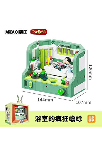 Choice3 With Box bathroom Anime Mr.Bean House Scene Series Building Block Creativity Classic Houses Model Br