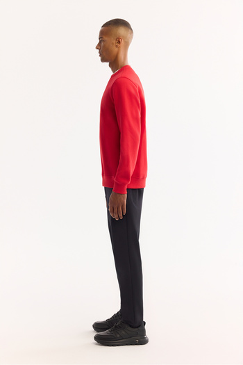 Avva Erkek Kırmızı Bisiklet Yaka Pamuklu Şardonlu Baskılı Regular Fit Sweatshirt A52Y1327