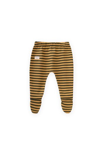 Cigit Footed Baby Pants 0-6 Months Mustard Khaki Striped