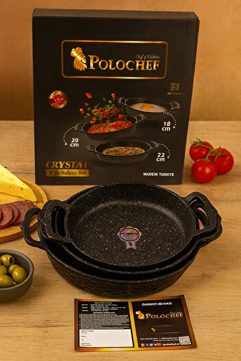 Rivorn Polochef Crystal Granite Casting 3-Piece Pan Set – 18/20/22 Cm, Oven Safe, Non-Stick, 5 Years Warranty