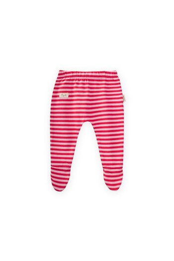 Cigit Footed Baby Pants 0-6 Months Powder Coral Striped