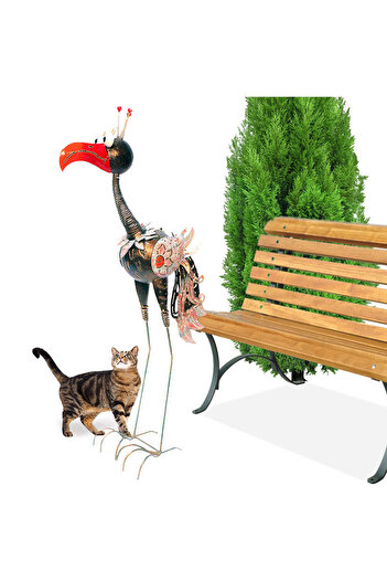 OEM Metal garden decoration Bird with flexible neck 112x20x4