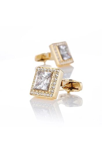 Generic Cufflinks for Men - Premium Diamond Cufflinks for Boys - Golden texture Cufflinks with box