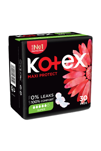 Kotex Protection Maxi Super Pads with Wings, 30 Pads