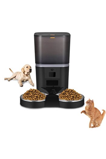 OEM Hrănitor automat pentru animale de companie cu hrănire dublă, cameră video, control prin aplicație pentru telefon, programabil, 6L, negru