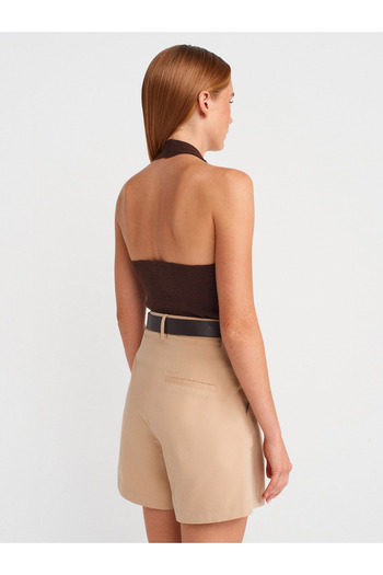 Dilvin 72154 Lyocell Blended Chino Shorts-Beige