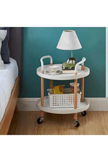 Generic Round side table for living room and can be placed next to the bed, white