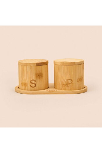 MİEN Mien Bamboo 2-Piece Spice Rack - Light Brown