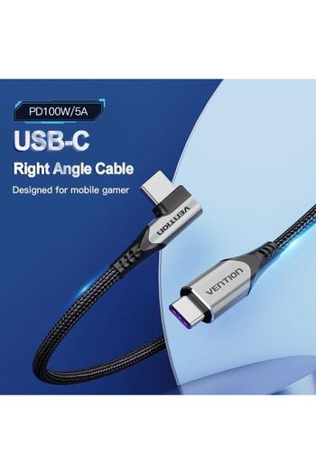 Vention كابل USB C إلى USB C 2.0 بطول 0.5 متر، 100 واط، لأجهزة MacBook Pro/Air، iPad، Huawei، Lenovo، Dell، Samsung