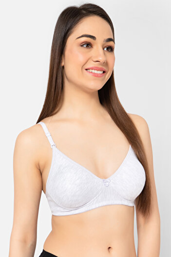 Clovia Non-Padded Non-Wired Full Cup Multiway T-shirt Bra in Light Grey Melange - Cotton Rich