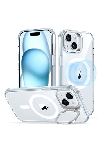 ESR Classic Hybrid HaloLock Kickstand Case for iPhone 15, Y33, Polyurethane, Clear Blue