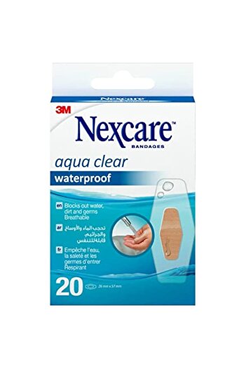 Nexcare Absolute Waterproof Bandages/plasters, size 26x57mm, 20 units/pack | Latex-free | Clear, com