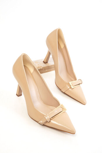 SOHO Nude Patent Leather Women's Classic Heeled Shoes 20818