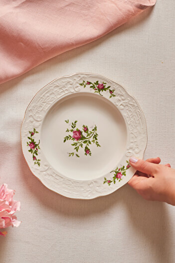 Karaca Vintage Rose Pit Plate 22 cm Cream