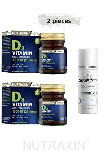 Nutraxin Vitamin D3 1000 Iu - 120 Tablets (2 Pieces) and Facial Cleanser Gel 100ml // Set1429 //