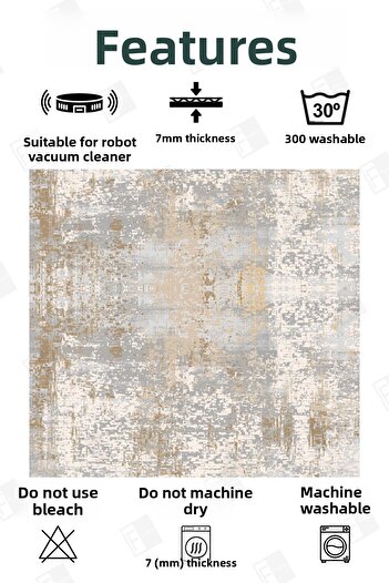 Faiend Machine Washable Non-Slip Base Stain Resistant Kitchen Carpet Living Room Carpet and Runner (4)
