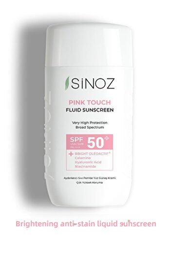 SİNOZ SPF50 Pink Touch – opalovací krém na obličej, rozjasňující kapalina, sluneční filtry nové generace, hybridní složení 50 ml