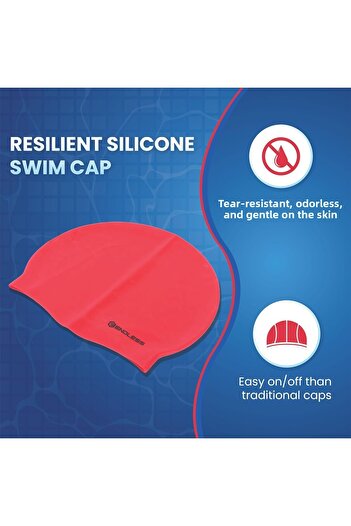 Endless Classic Silicon Swimming Cap | Waterproof | Elastic For Long/short Hair | Red | Unisex