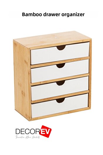 decorev Bamboo Makeup and Jewelry Organizer with 4 Drawers