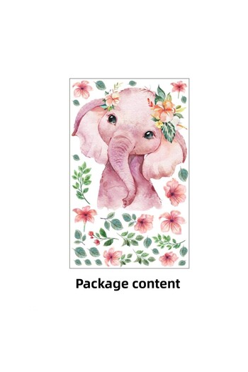 Tilki Dünyası Cute Pink Elephant Kids Room Wall Sticker