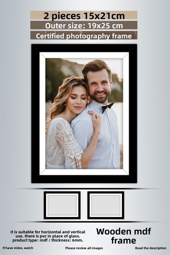 bymat 2 Pieces 15X21 Frame - Black-White Striped Frame - Mdf Frame - Pvc Photo Frame