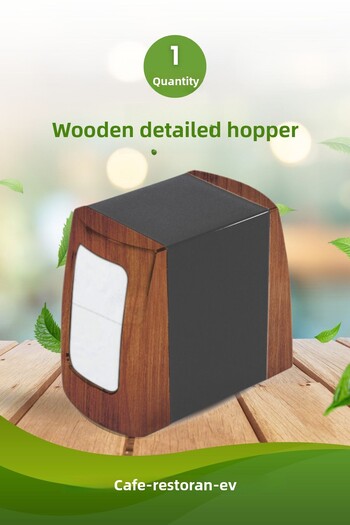 GRİMOR Life 1 Piece Wooden Detailed Double Sided Spring Napkin Holder Cafe Restaurant Buffet Hotel Napkin Holder