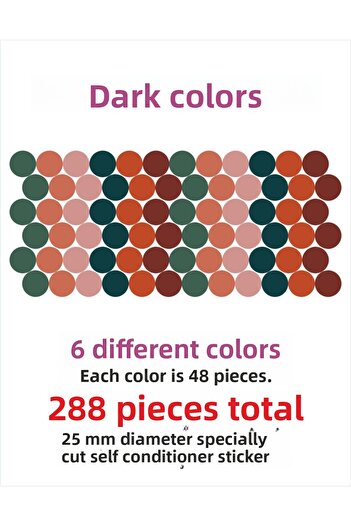 ENGINPRINT 288 Pieces 25mm Dark Color Tones Custom Cut Stickers