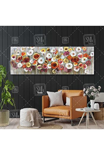SML TABLO Tablou decorativ pe pânză panoramică orizontală cu grădina de flori colorate