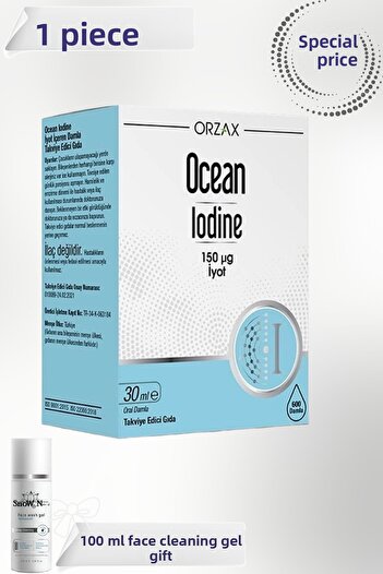 Ocean Lodin 150 Mcg Oral Drops 30 ml Iodine Containing Food Supplement + 100 ml Facial Cleansing Gel Gift